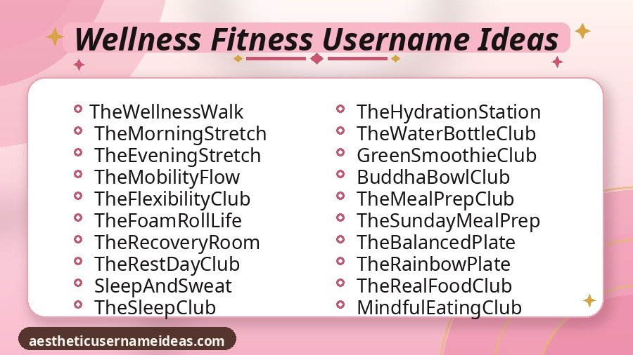 Wellness Fitness Username Ideas